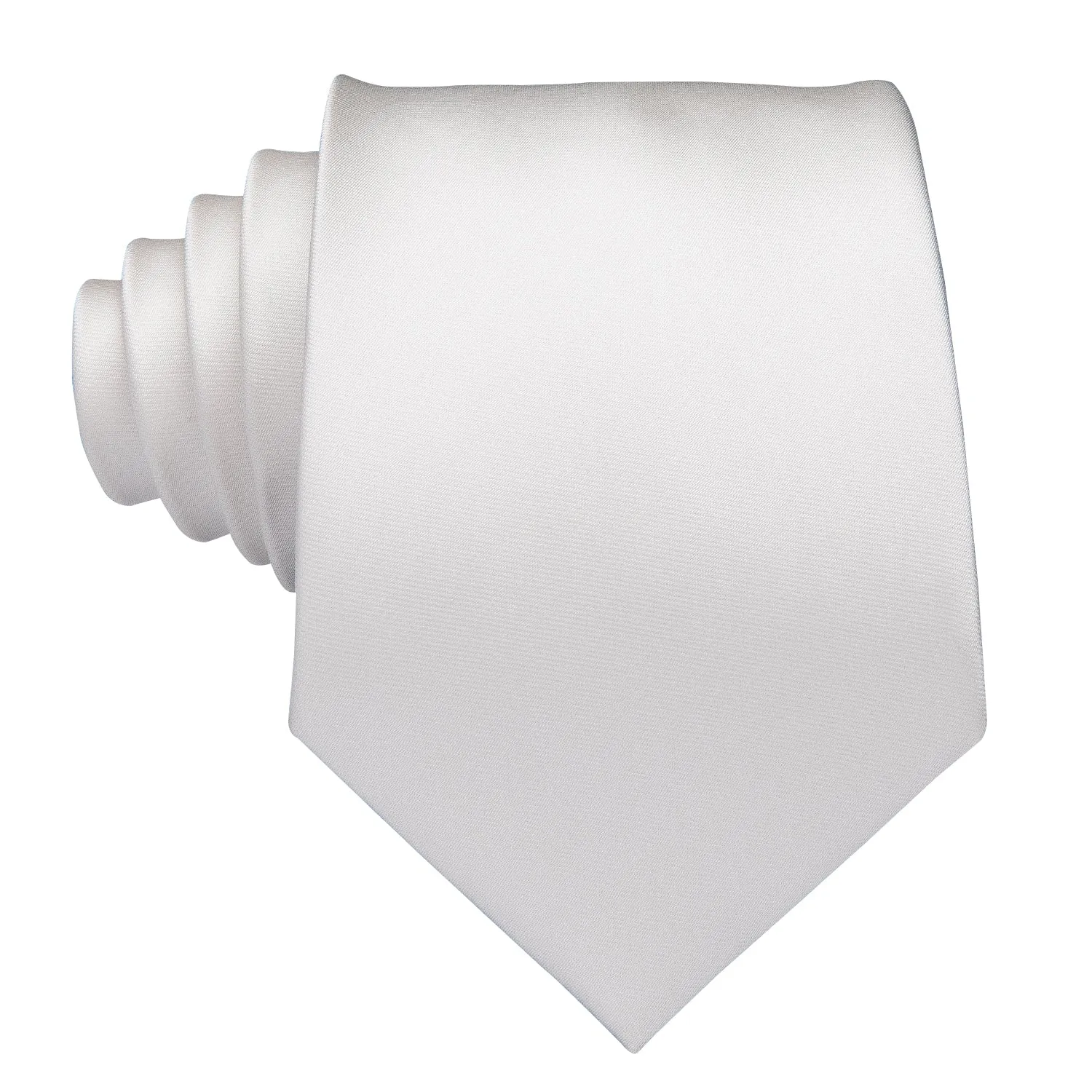 Hi-Tie White Necktie Solid Milky White Tie Pocket Square Cufflinks Set