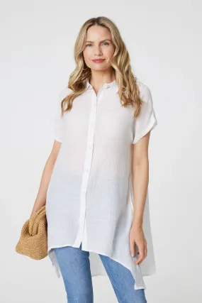 High Low Longline Button-Up Shirt