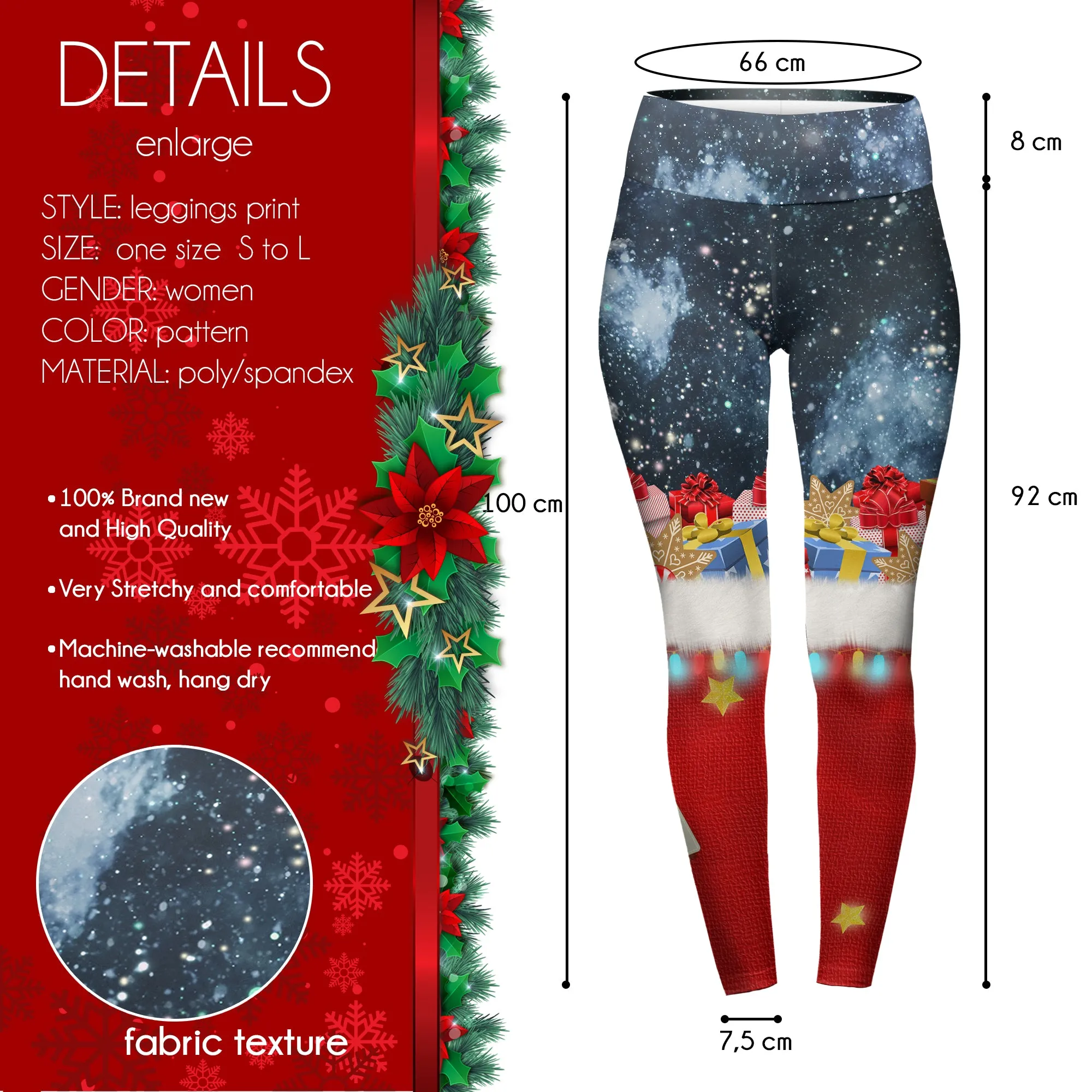 High Waist Leggings (10-16 UK Size) - With Love Santa