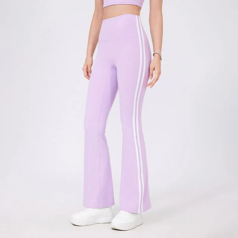 High Waist Yoga Pants Sexy Running Sports Peach Hip Raise Fitness Pants Nude Feel Stretch Flared Pants