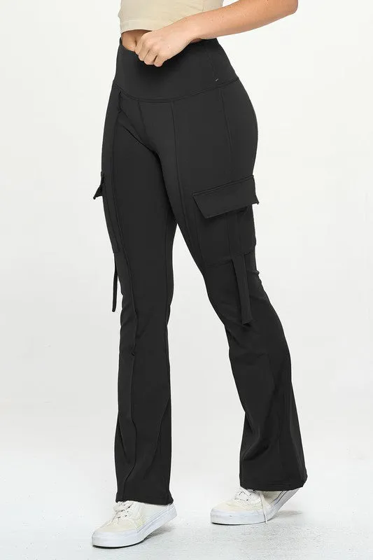 High Waisted Pocket Cargo Flare Yoga Pant