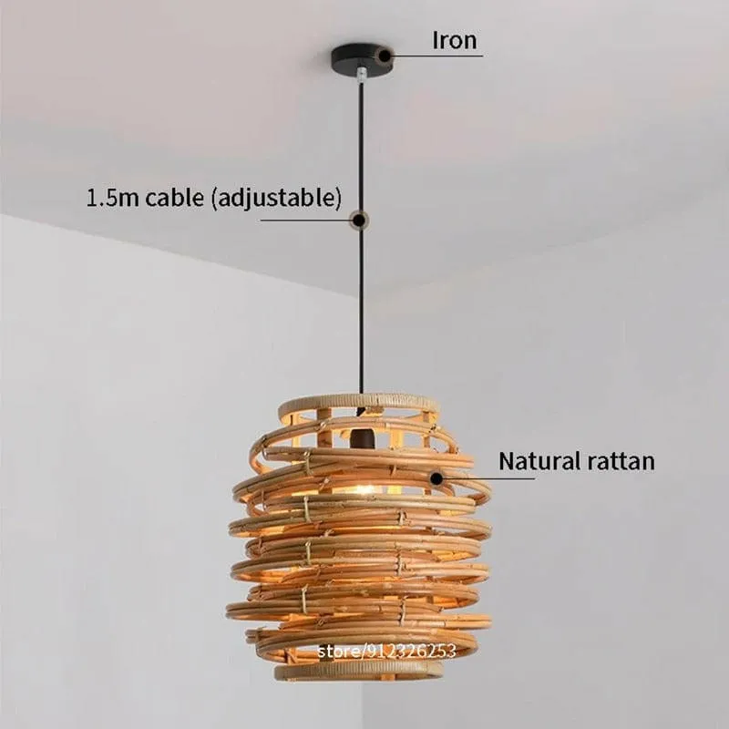 Hirosh - Retro Rattan Shade Lamp