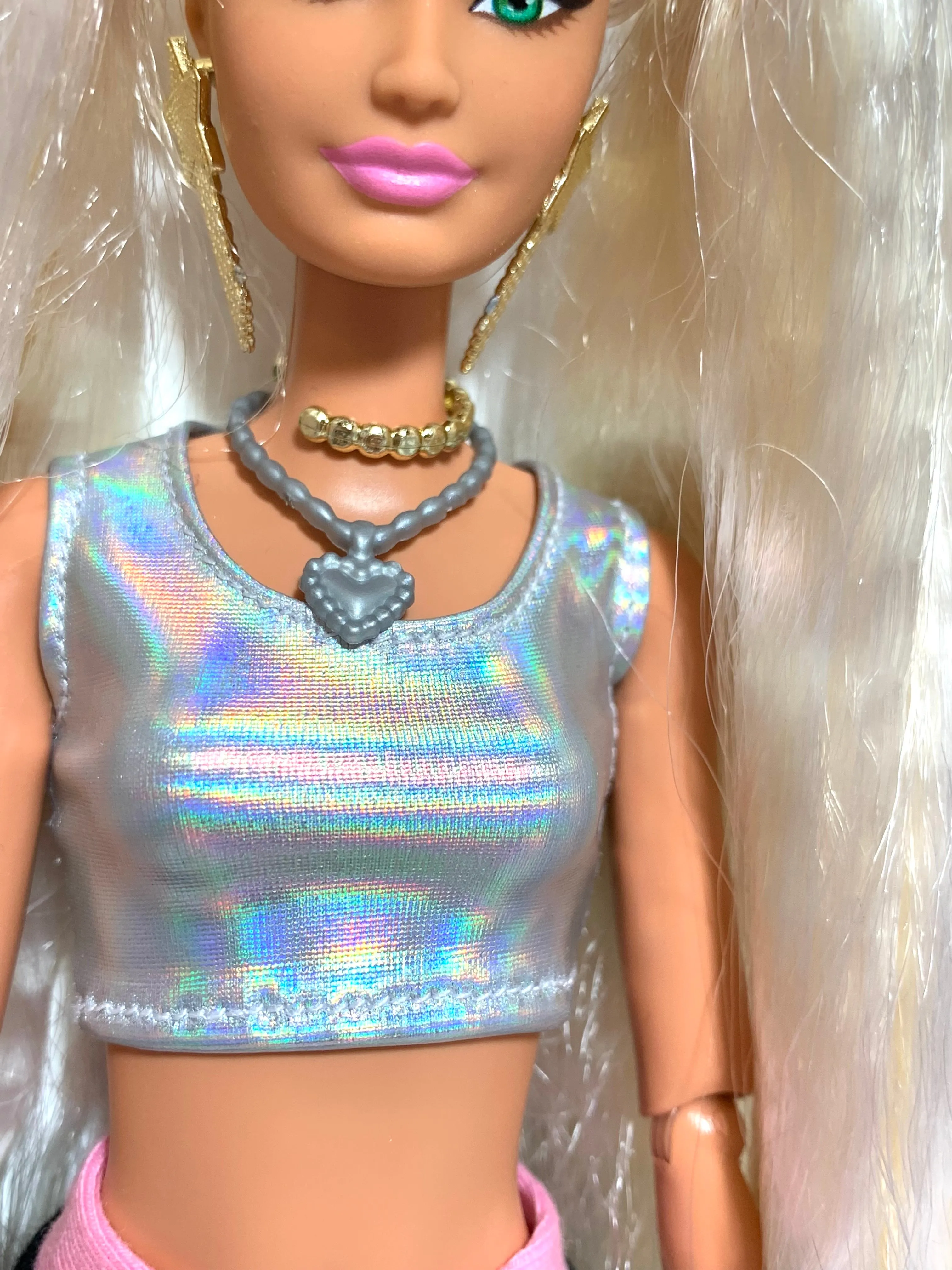 Holographic crop top for Barbie doll