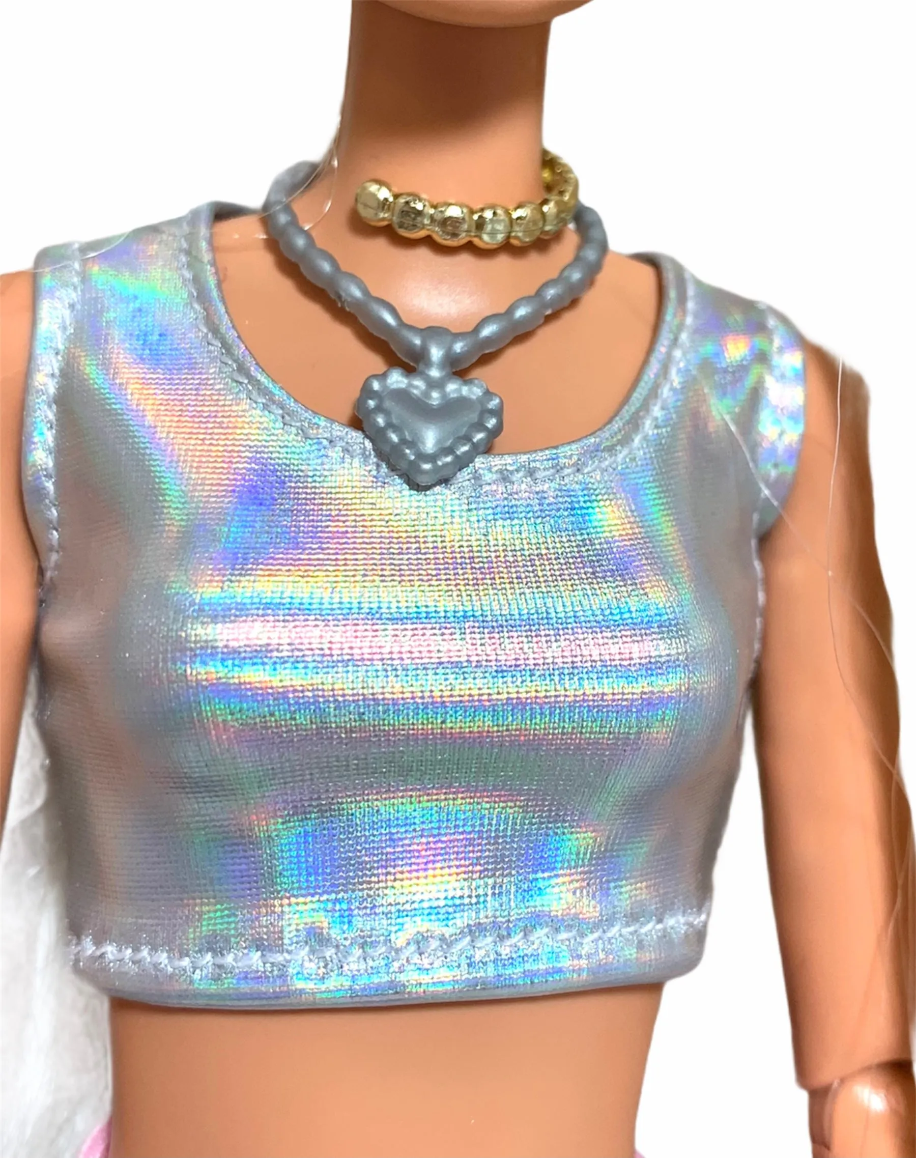 Holographic crop top for Barbie doll