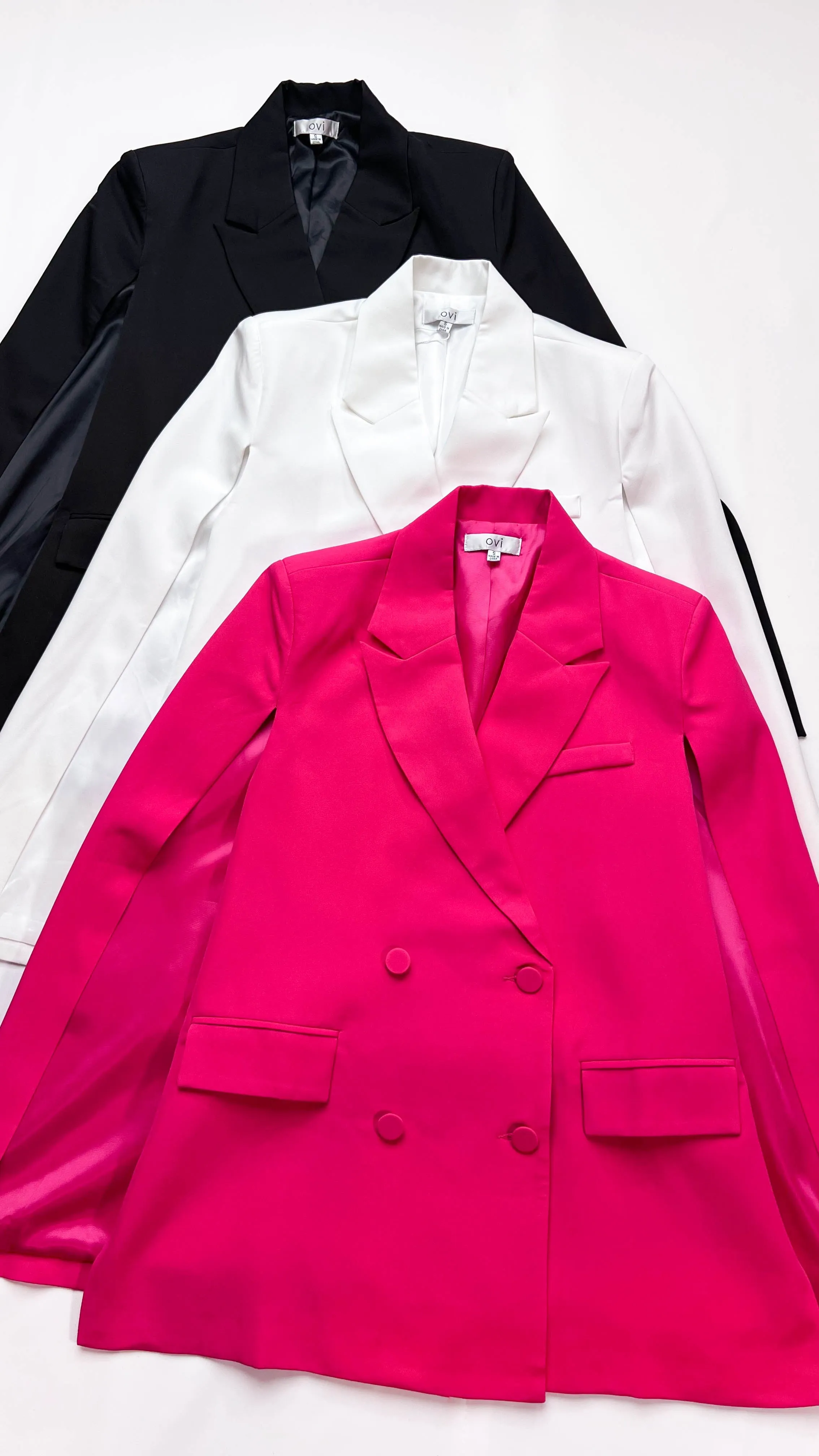 Hot Pink Double Button Cape Blazer