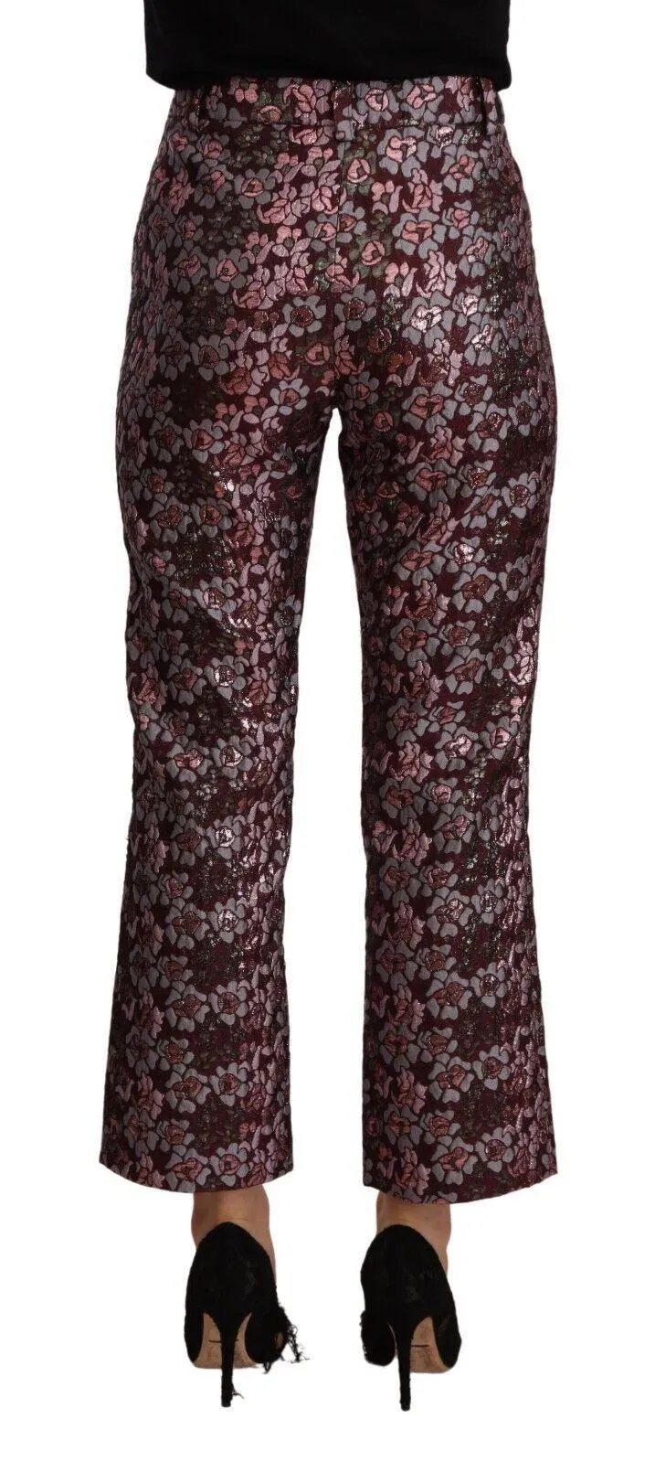 House of Holland Multicolor Floral Jacquard Flared Cropped Pants