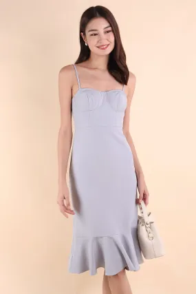 IMOGEN PADDED FLUTTERS DRESS IN PERIWINKLE