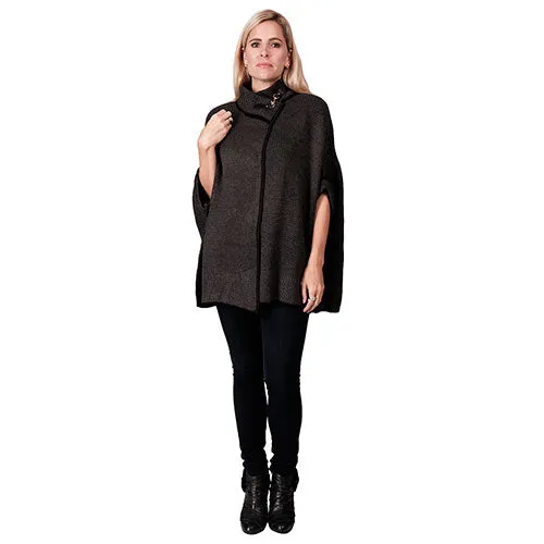 Iris Sweater Knit Cape with Toggle Hardware