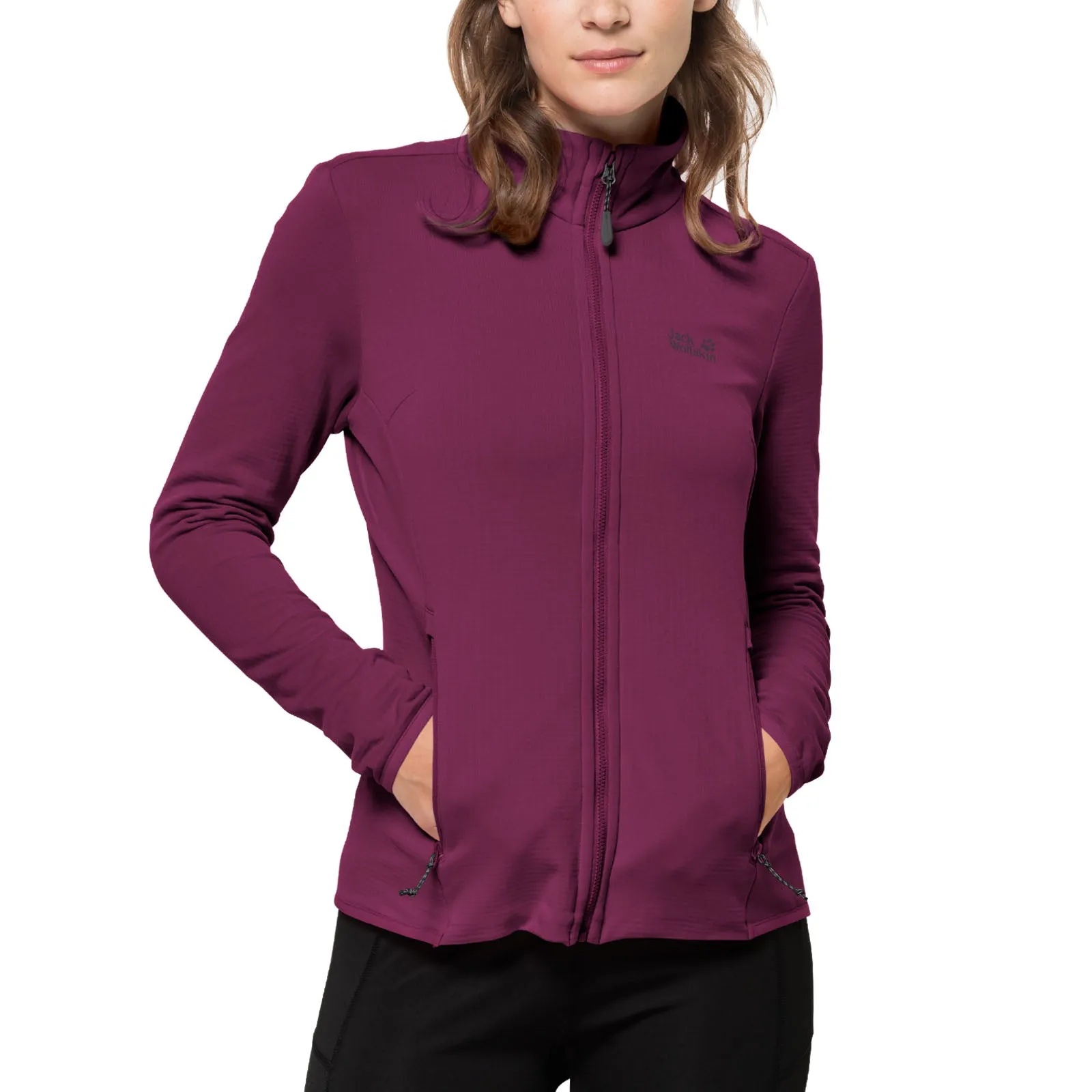 Jack Wolfskin Womens Peak Grid Walking Warm High Collar Fleece Jacket