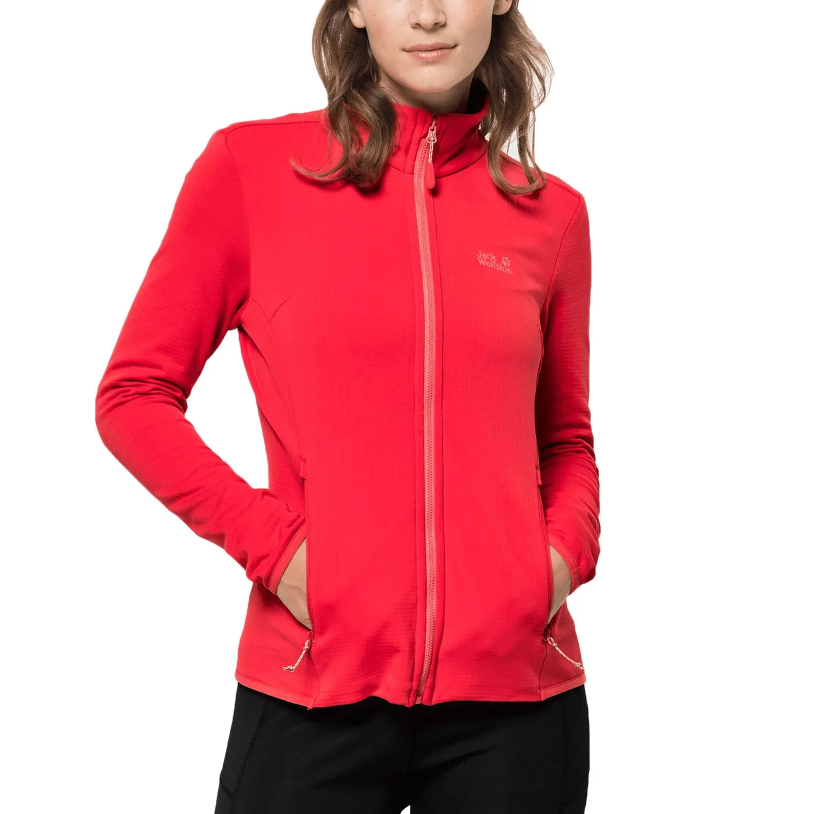 Jack Wolfskin Womens Peak Grid Walking Warm High Collar Fleece Jacket