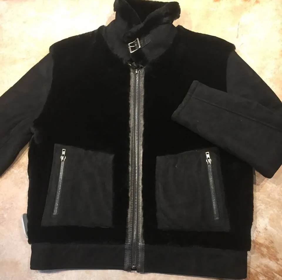 Jakewood Mouton Jet Black Shearling Jacket