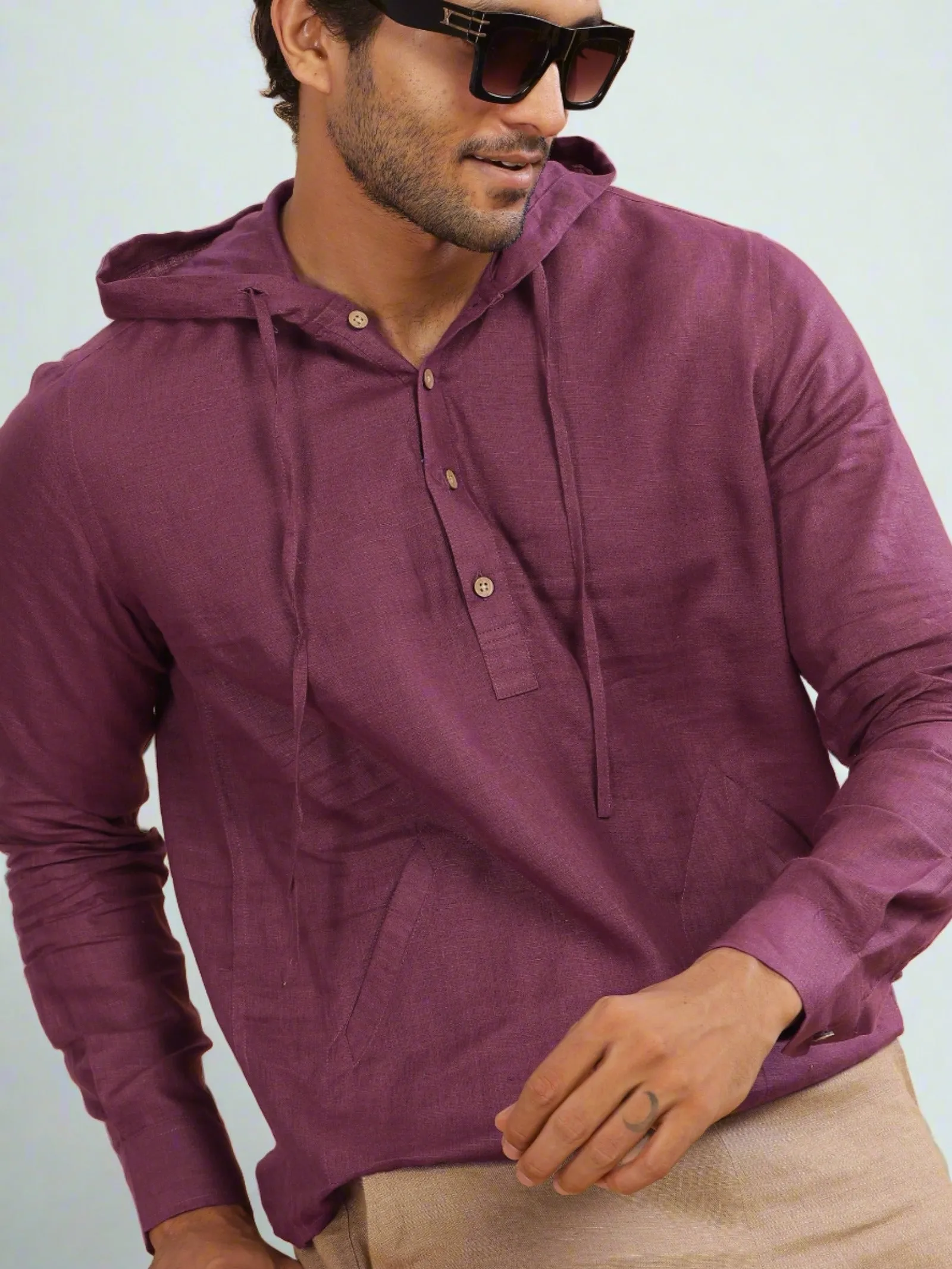 Jayden - Pure Linen Hoodie - Twilight Purple