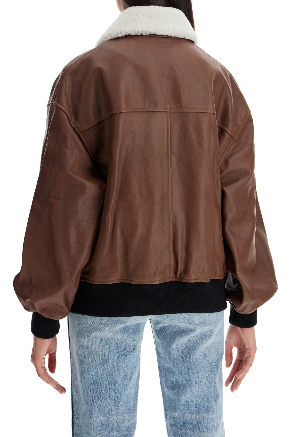 KHAITE 'shellar' leather bomber jacket with she