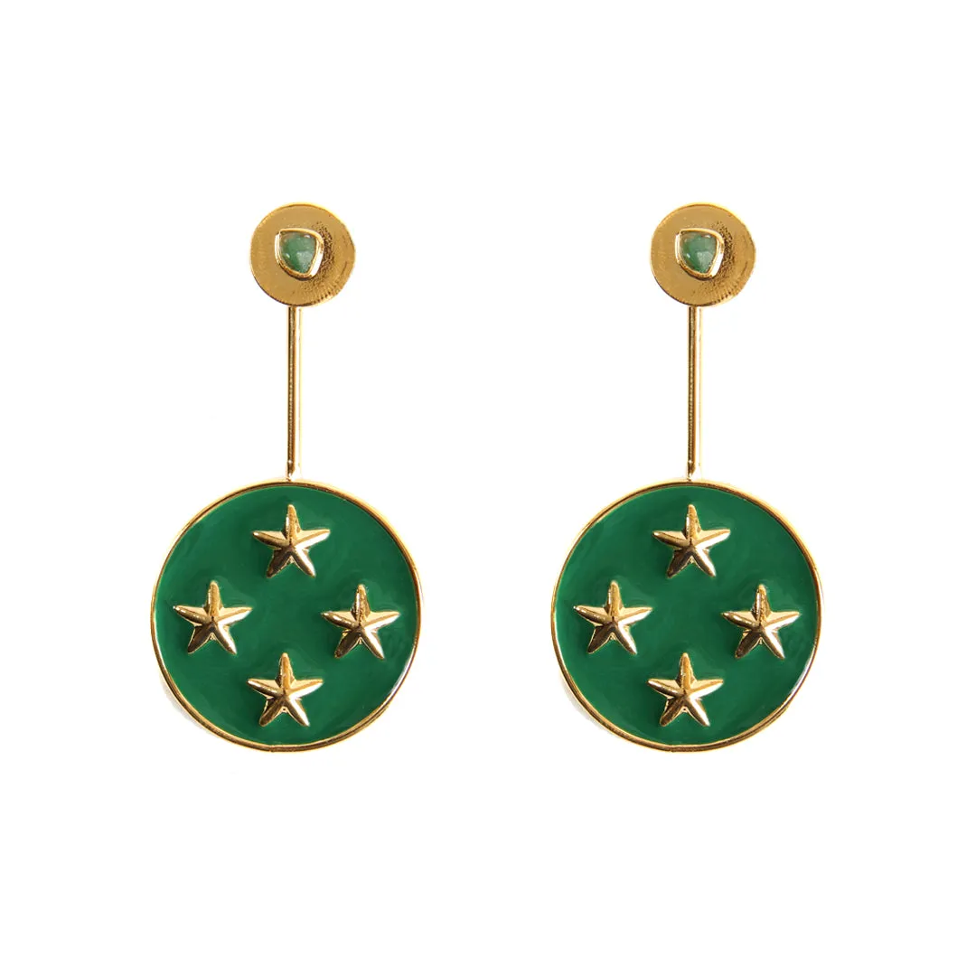 Kyra Green Earrings 2 In 1