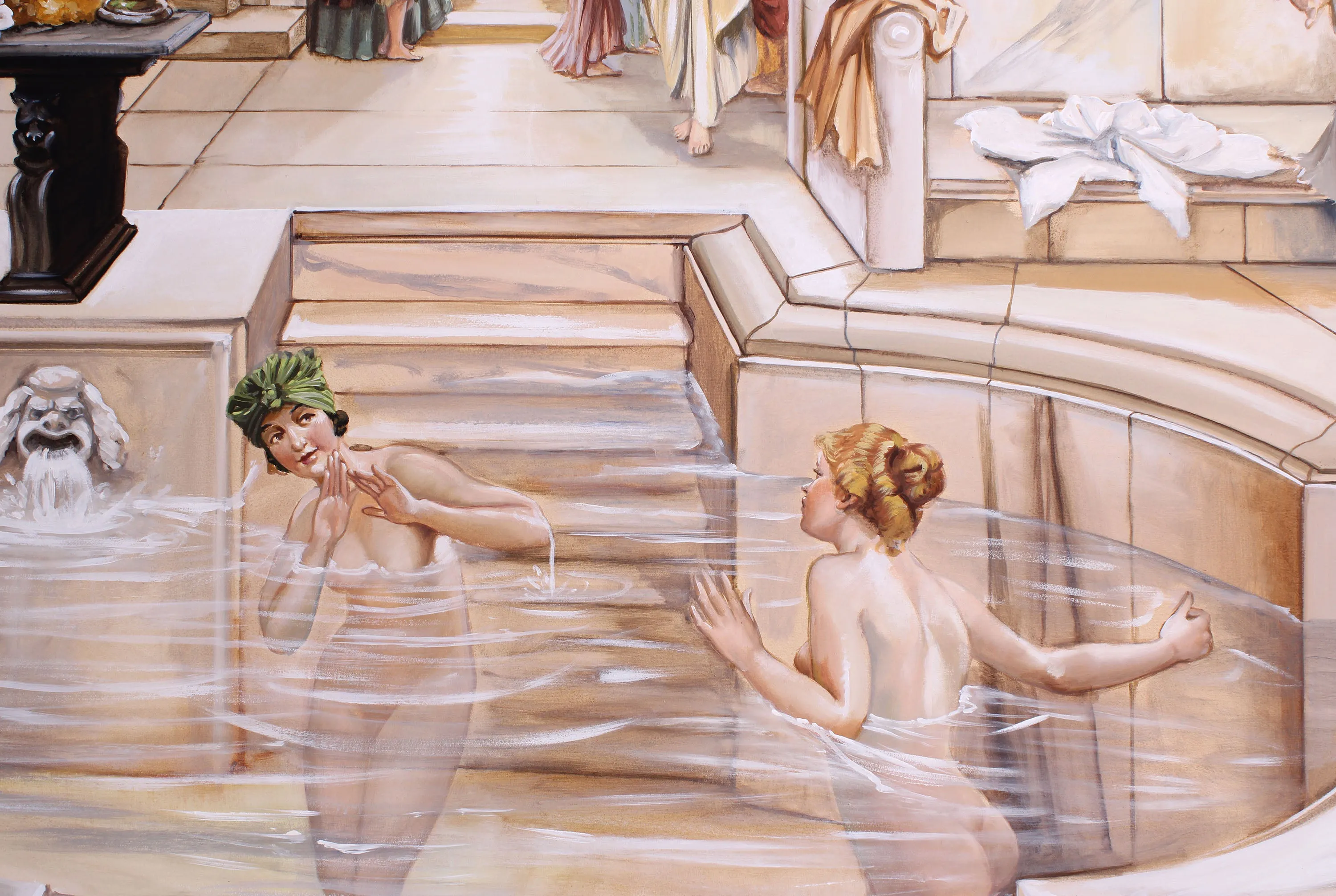 Ladies in the Bath Fresco Painting