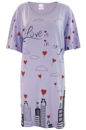 Ladies Short Sleeve Love Comfy Night Shirt