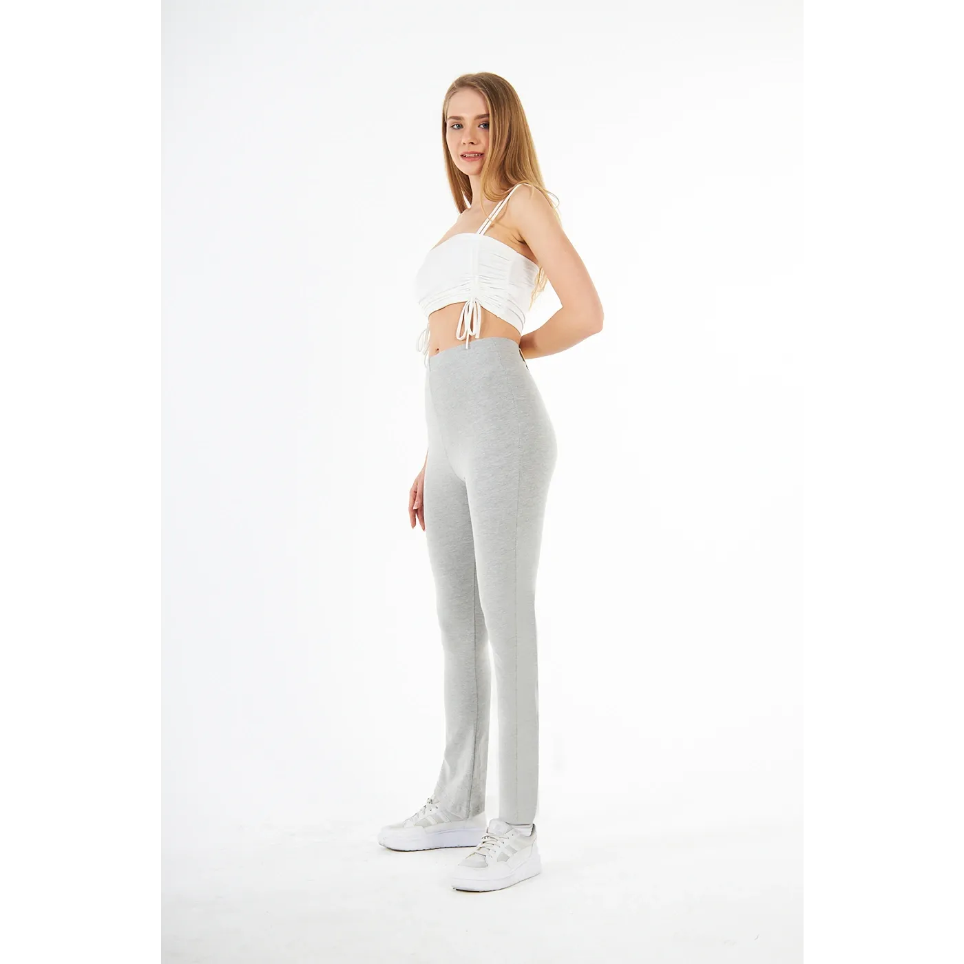 Light Grey Cotton Jersey Leggings