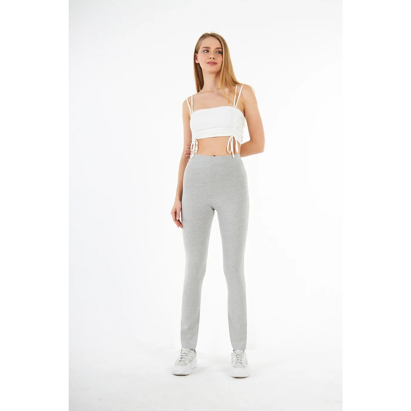 Light Grey Cotton Jersey Leggings