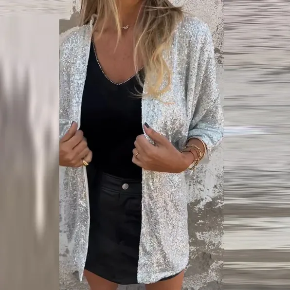 Lightweight Open Fronted Sequin Cardigan