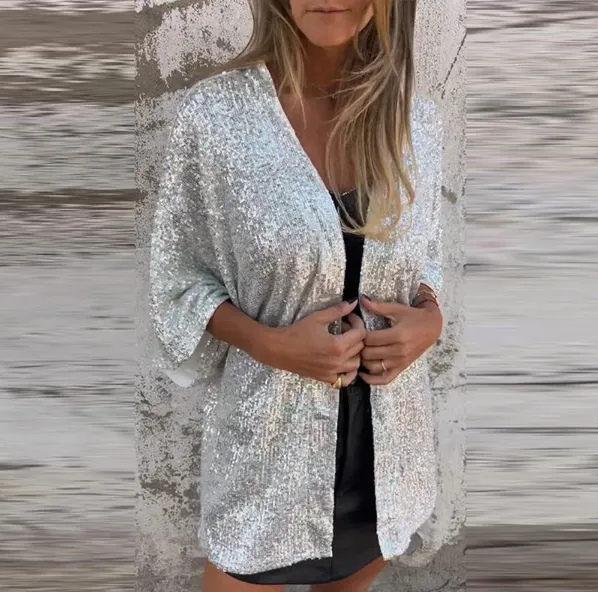 Lightweight Open Fronted Sequin Cardigan