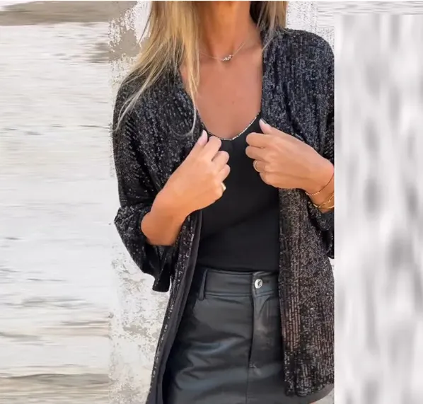 Lightweight Open Fronted Sequin Cardigan