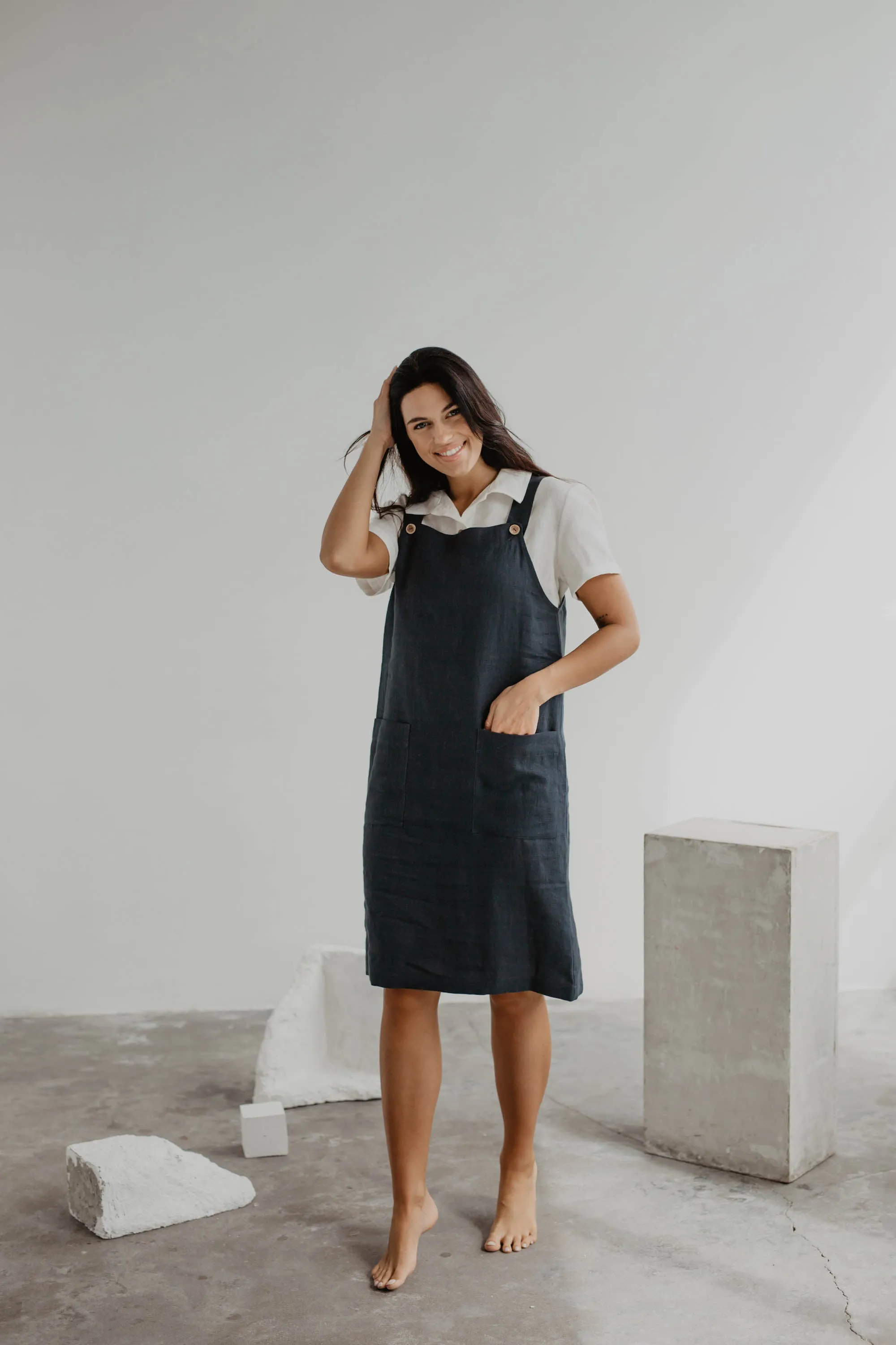 Linen apron dress JADE by AmourLinen