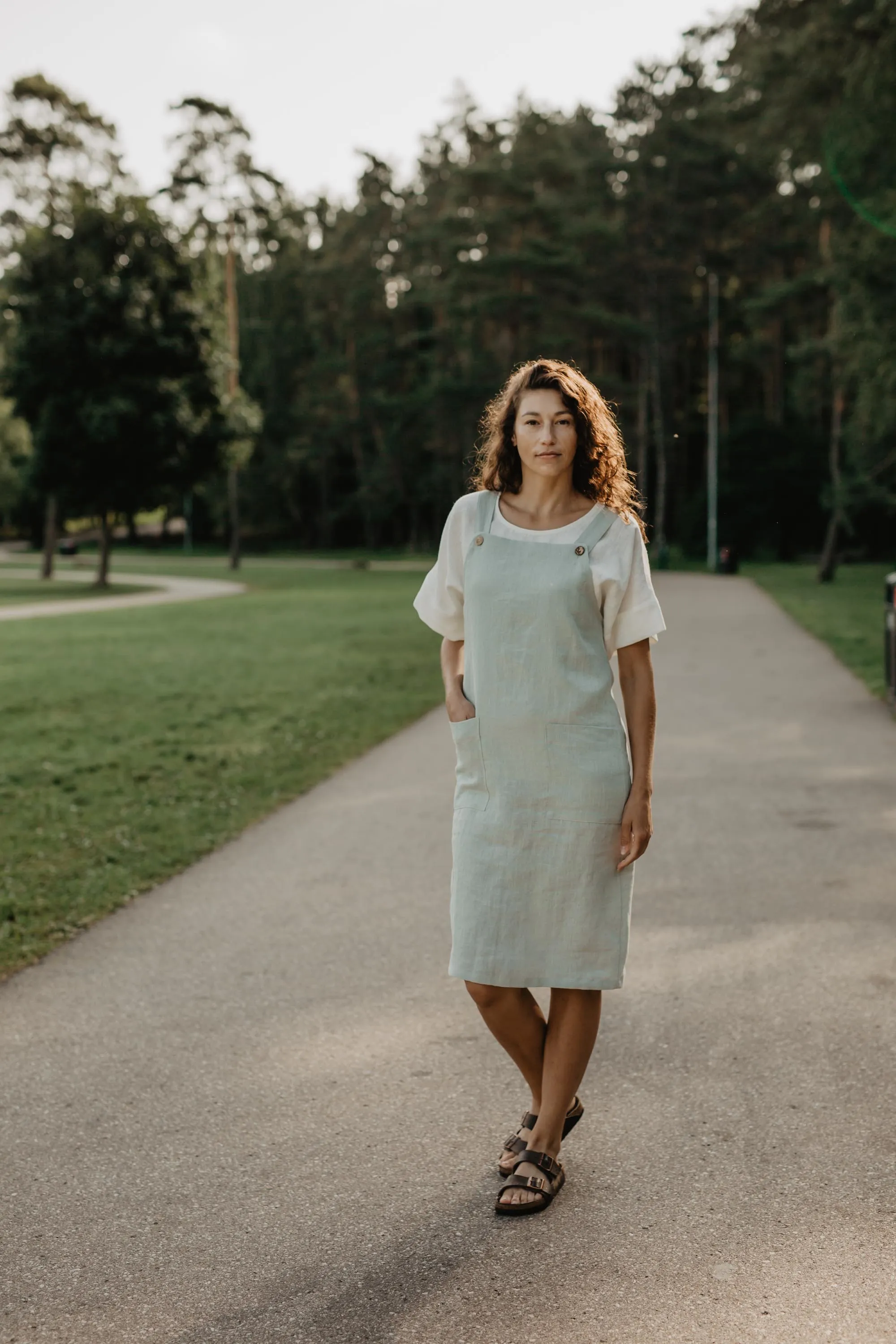 Linen apron dress JADE by AmourLinen