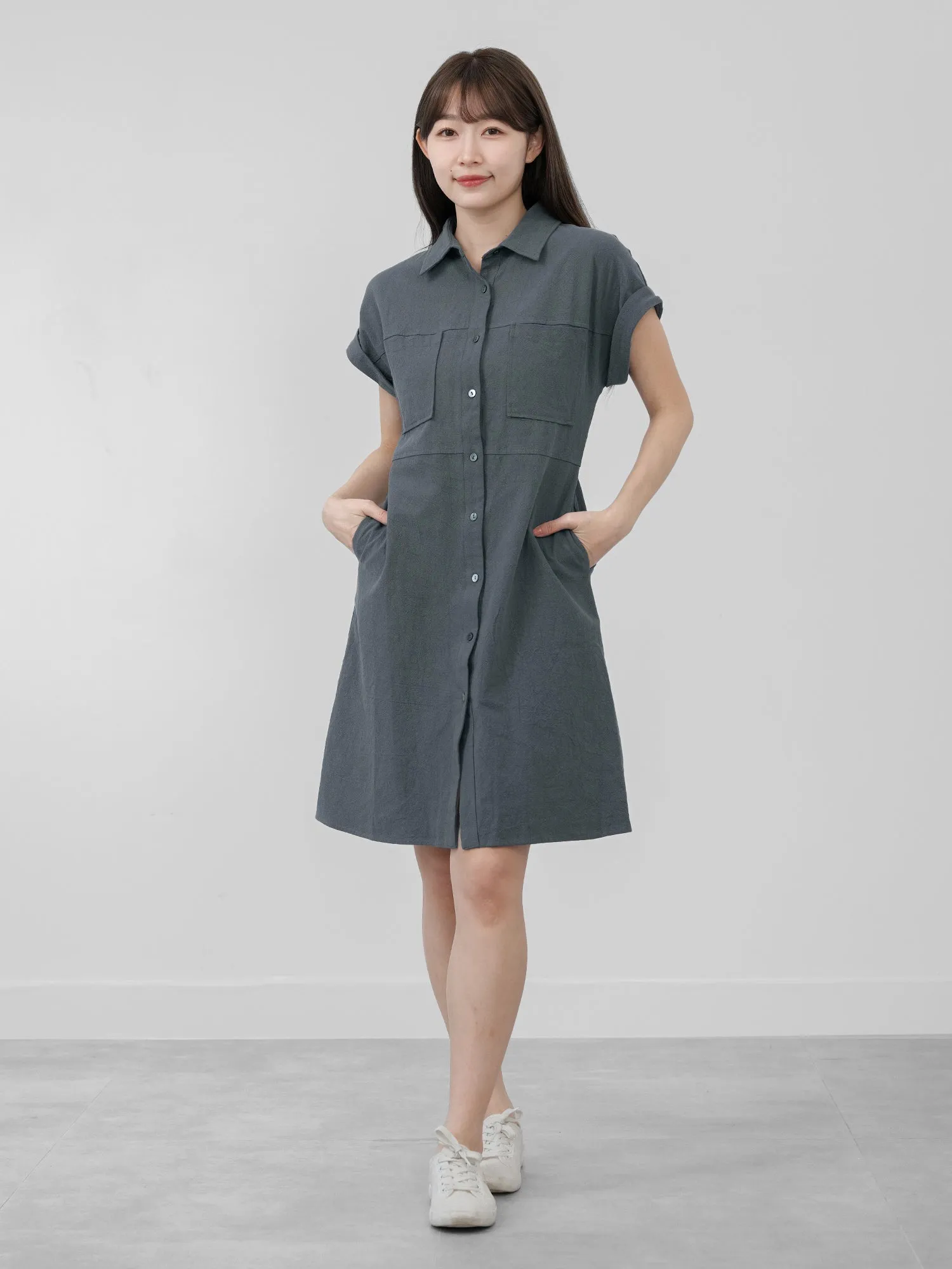 Linen-cotton Shirt Dress