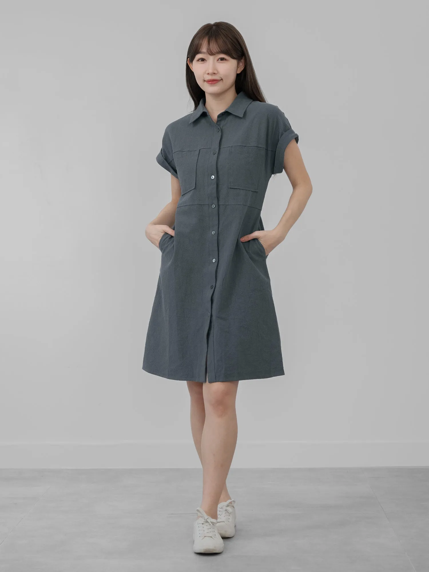 Linen-cotton Shirt Dress