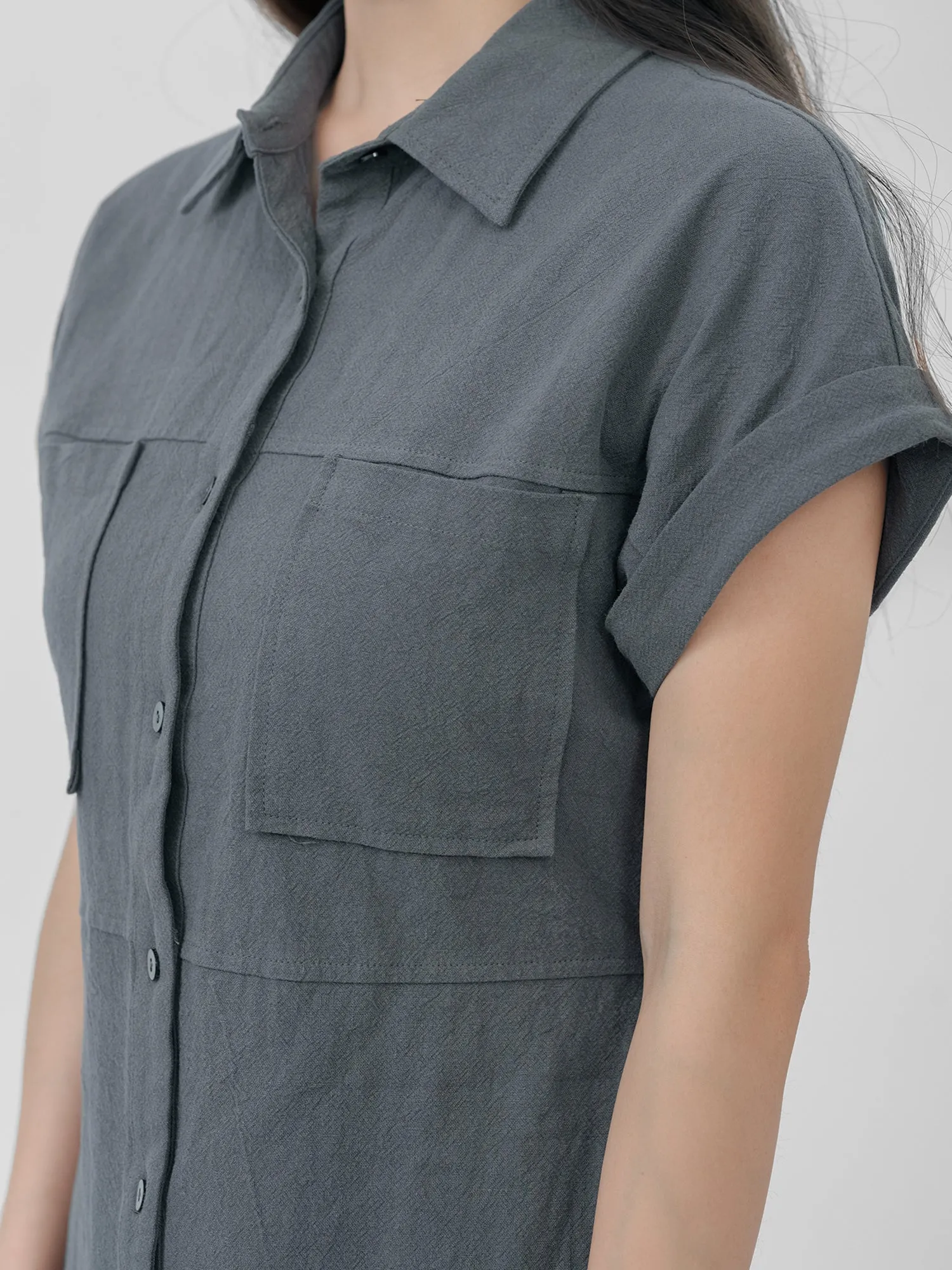 Linen-cotton Shirt Dress