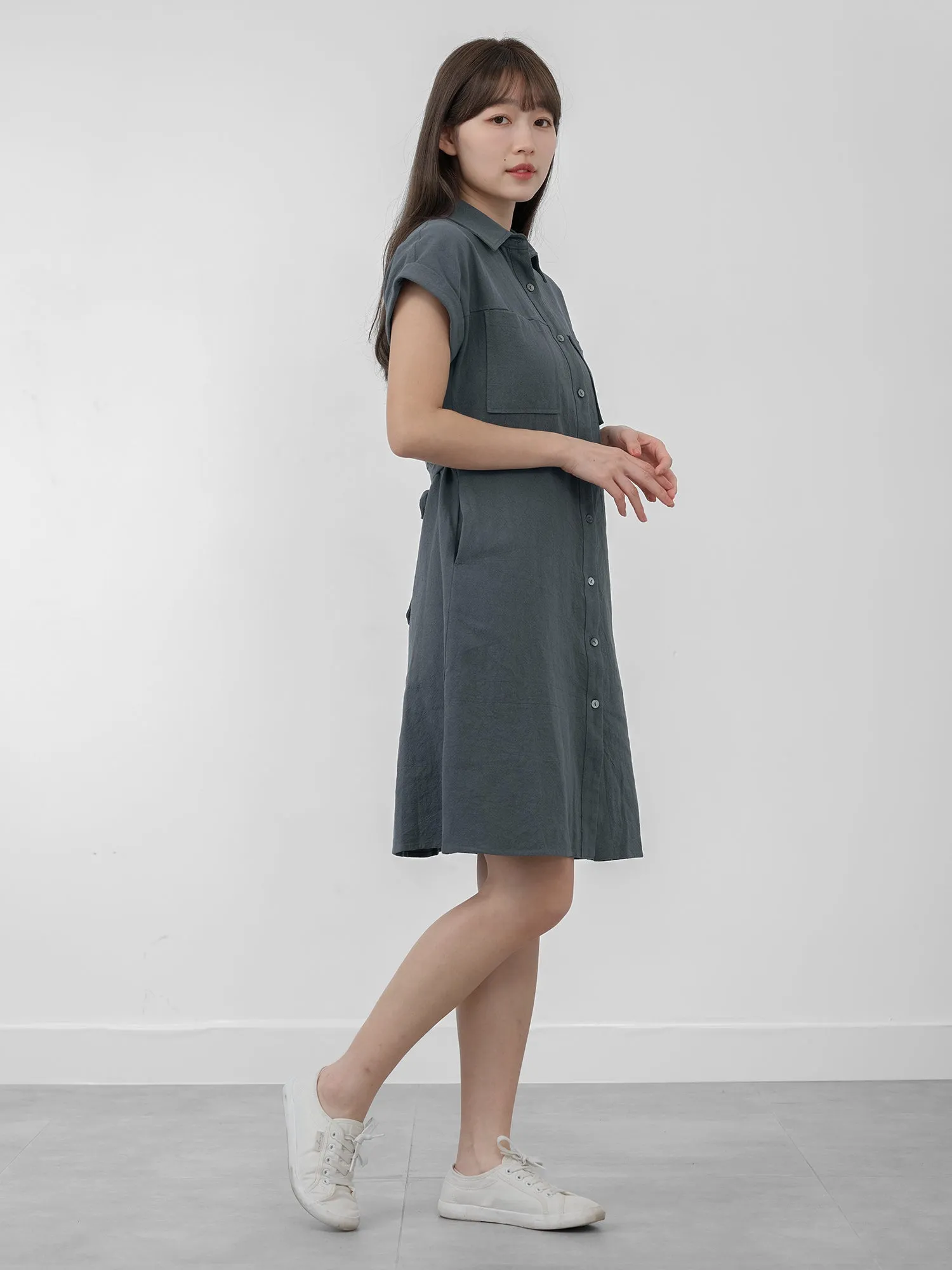 Linen-cotton Shirt Dress