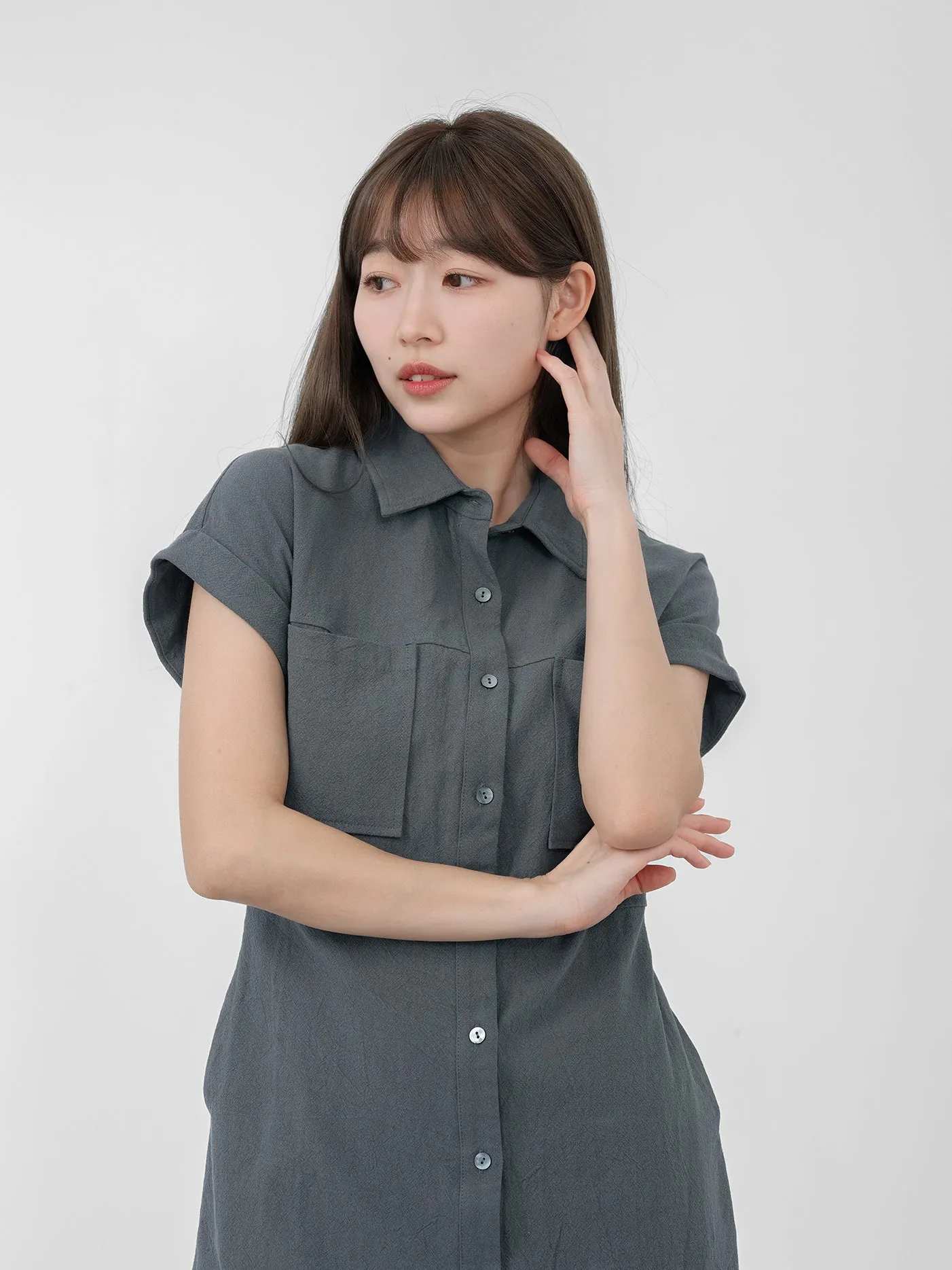 Linen-cotton Shirt Dress