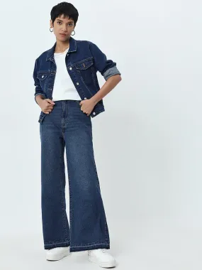 LOV Dark Blue Wide Leg - Fit High - Rise Jeans