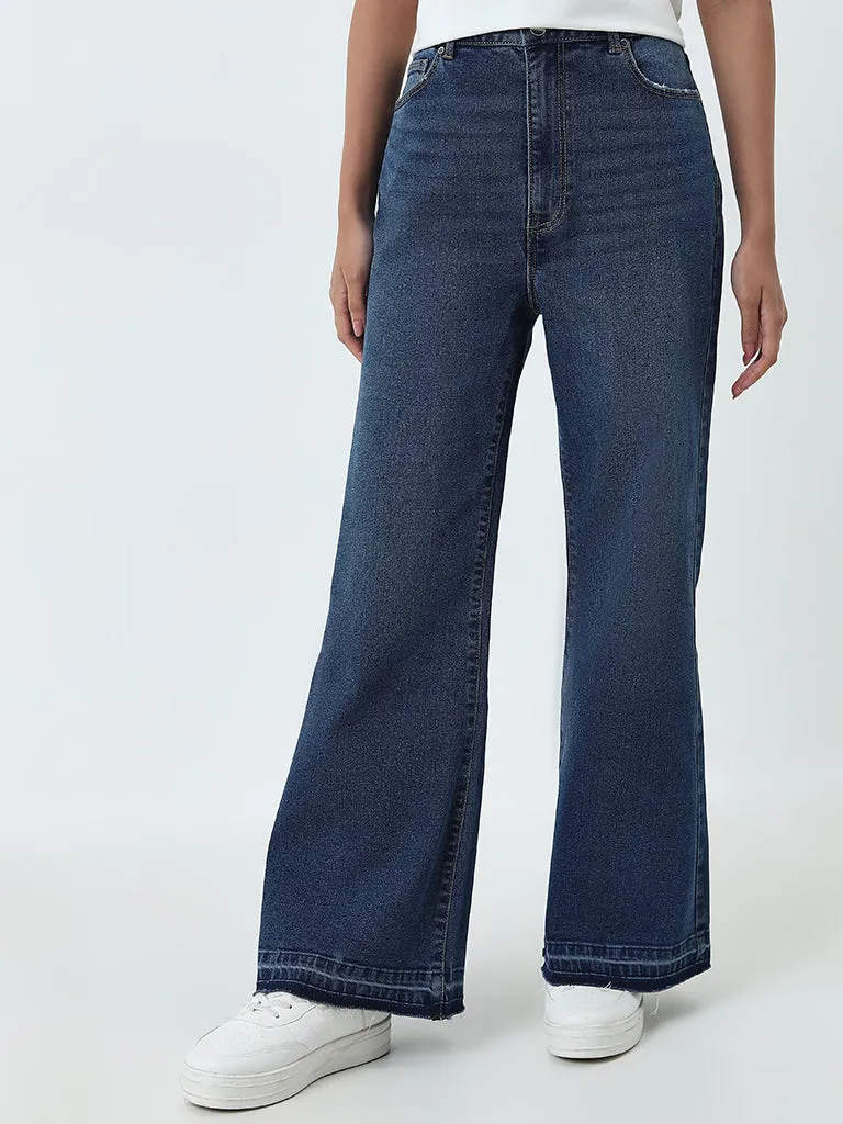 LOV Dark Blue Wide Leg - Fit High - Rise Jeans