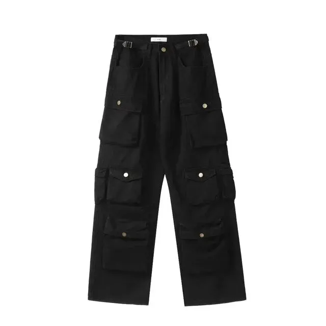 Many Pockets Solid Cargo Pants