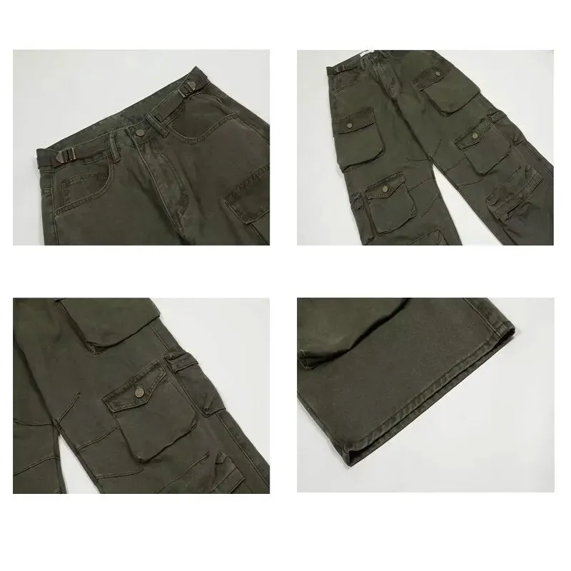 Many Pockets Solid Cargo Pants