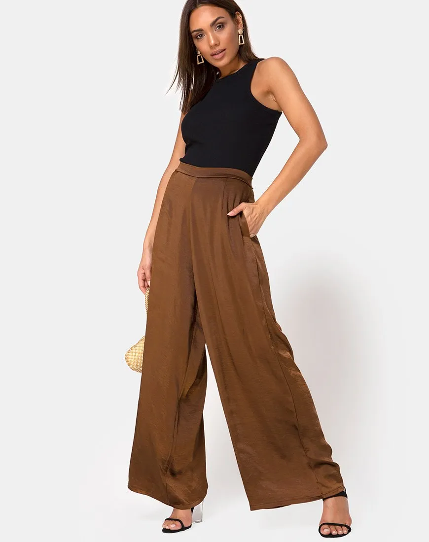 Mara Trouser in Satin Brown