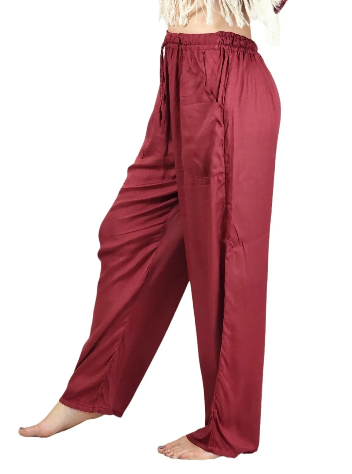 Maroon Rayon Cotton Trousers