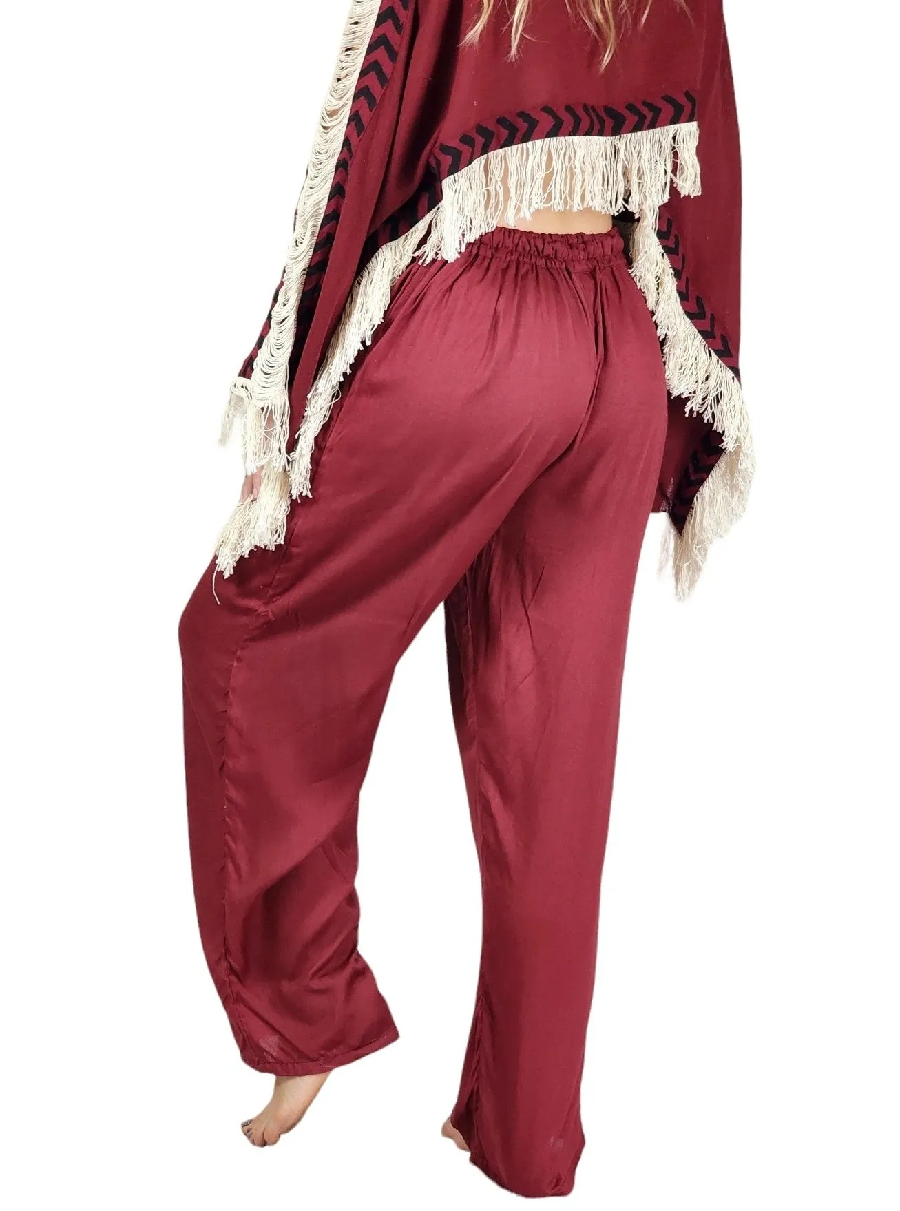 Maroon Rayon Cotton Trousers