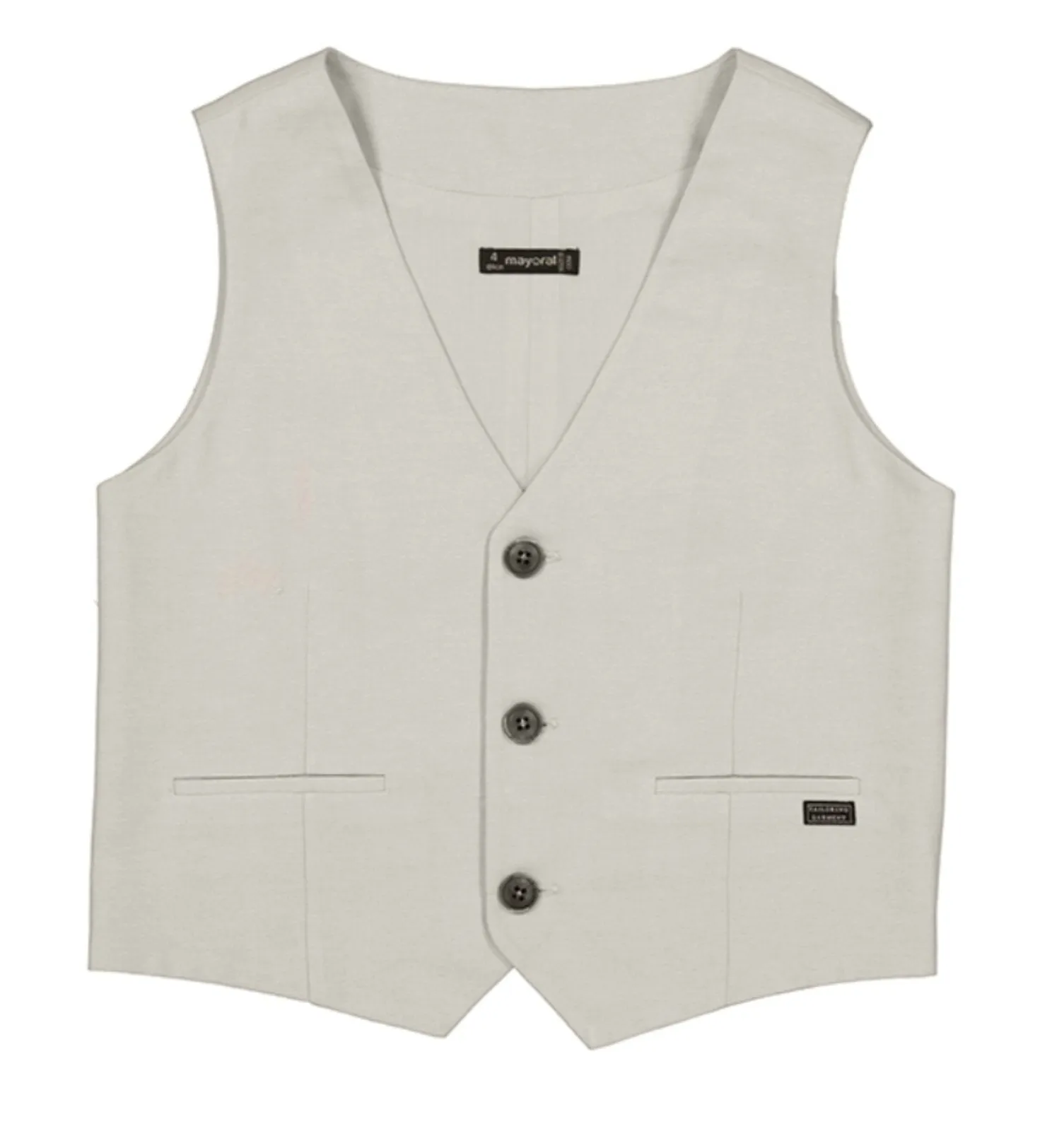 Mayoral Boys Tapioca Tailored Linen Button Up Vest