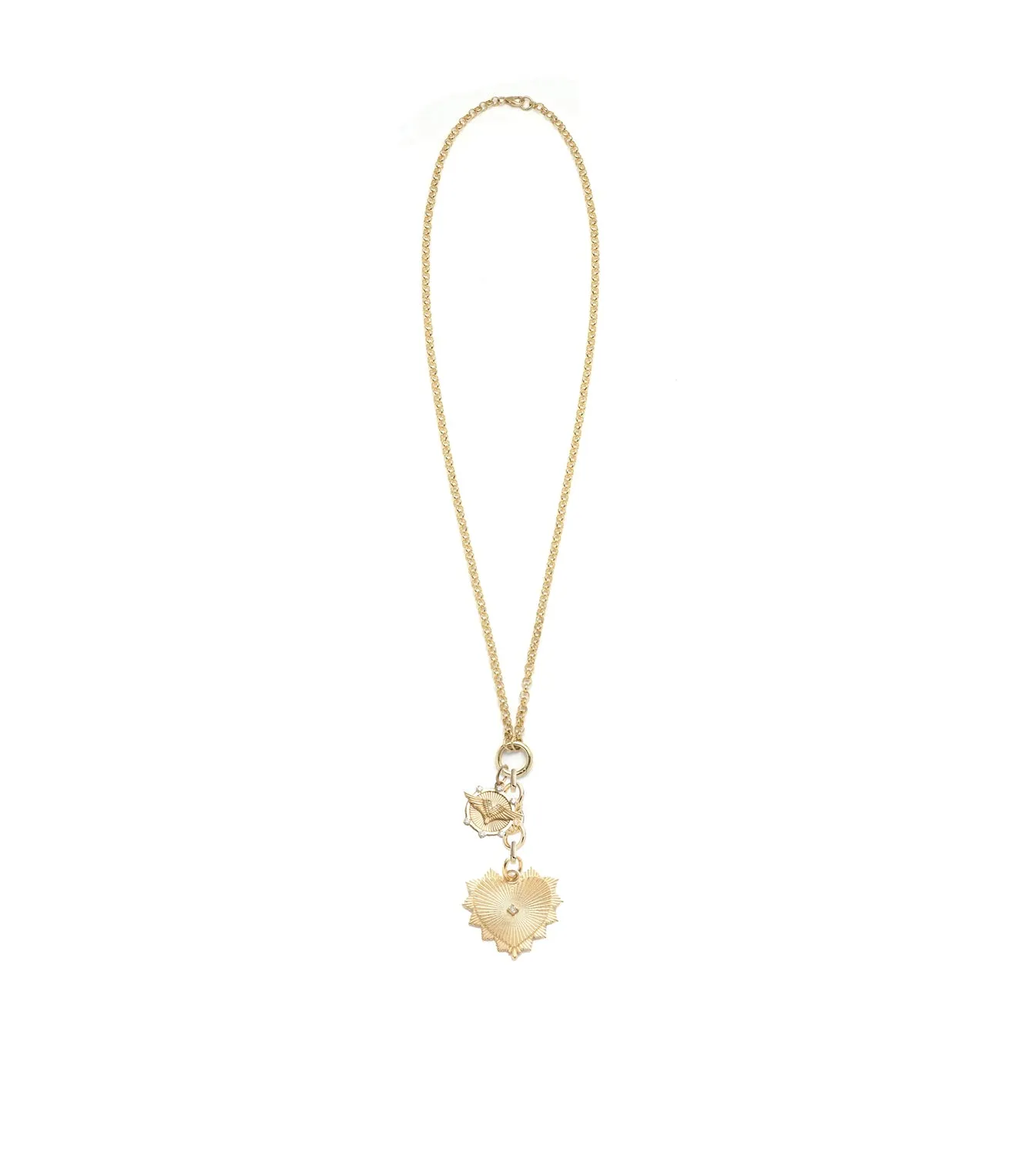 Medium Radiating Heart & Vivacity : Medium Open Belcher with Small Knot Extension Chain Necklace