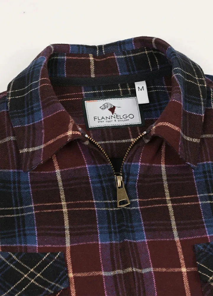 Men's Full Zip Up Plaid Jacket