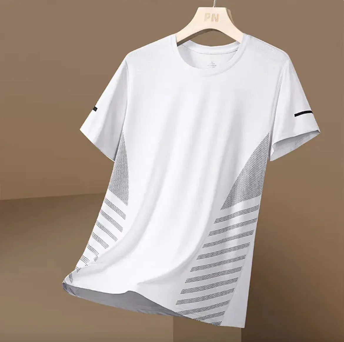 Men's Ice Silk Quick-Dry Round Neck T-Shirt - Lightweight & Breathable Short Sleeve