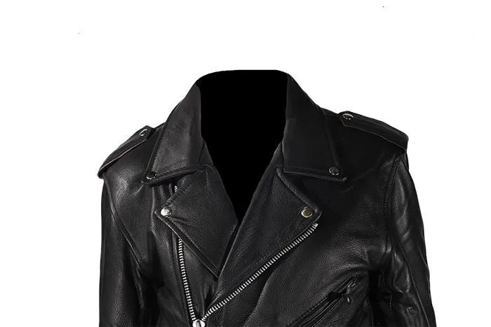 Mens Leather Motorcycle Jacket, MJ200-01-DL