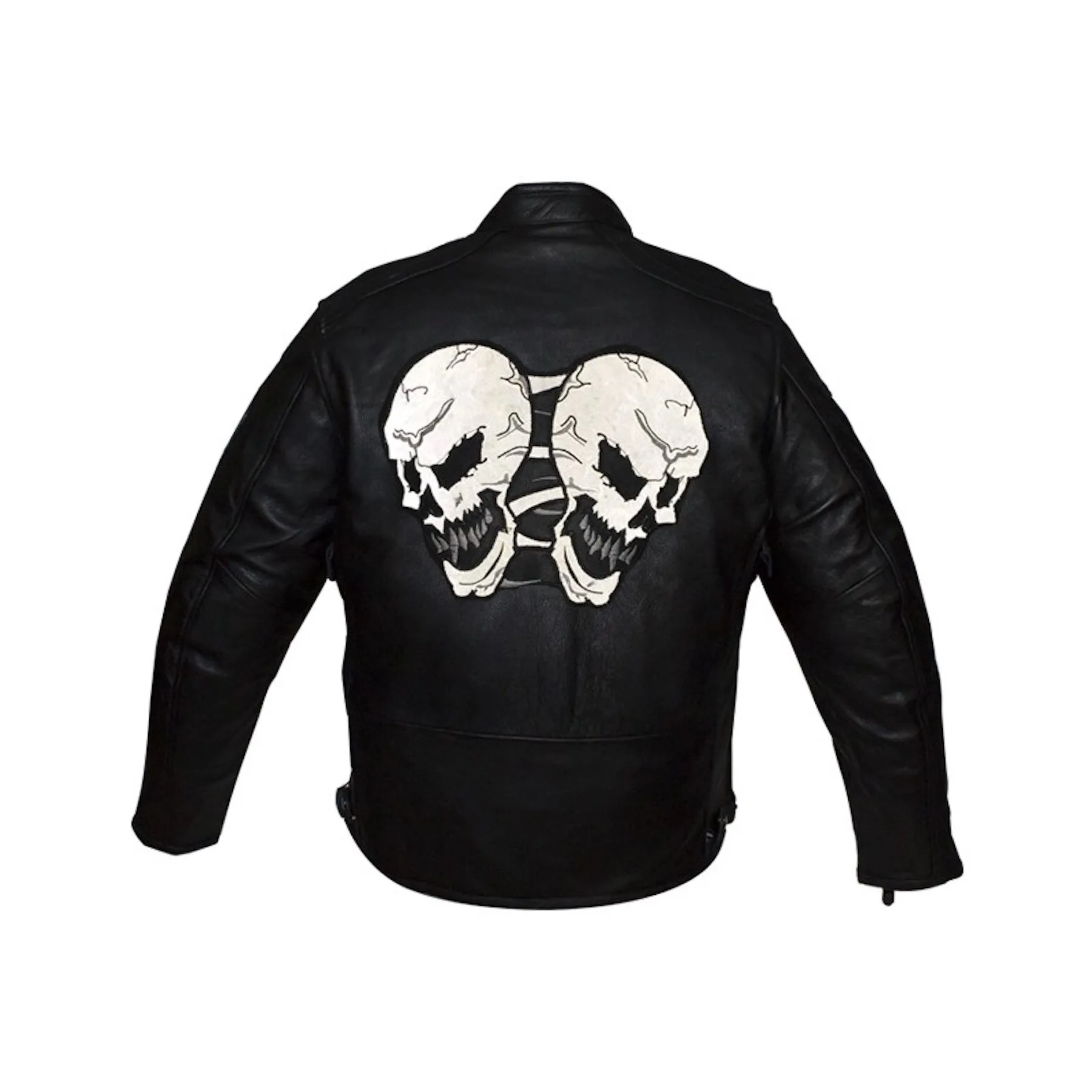 Mens Naked Leather Reflective Skull Motorcycle Jacket With Gun Pockets