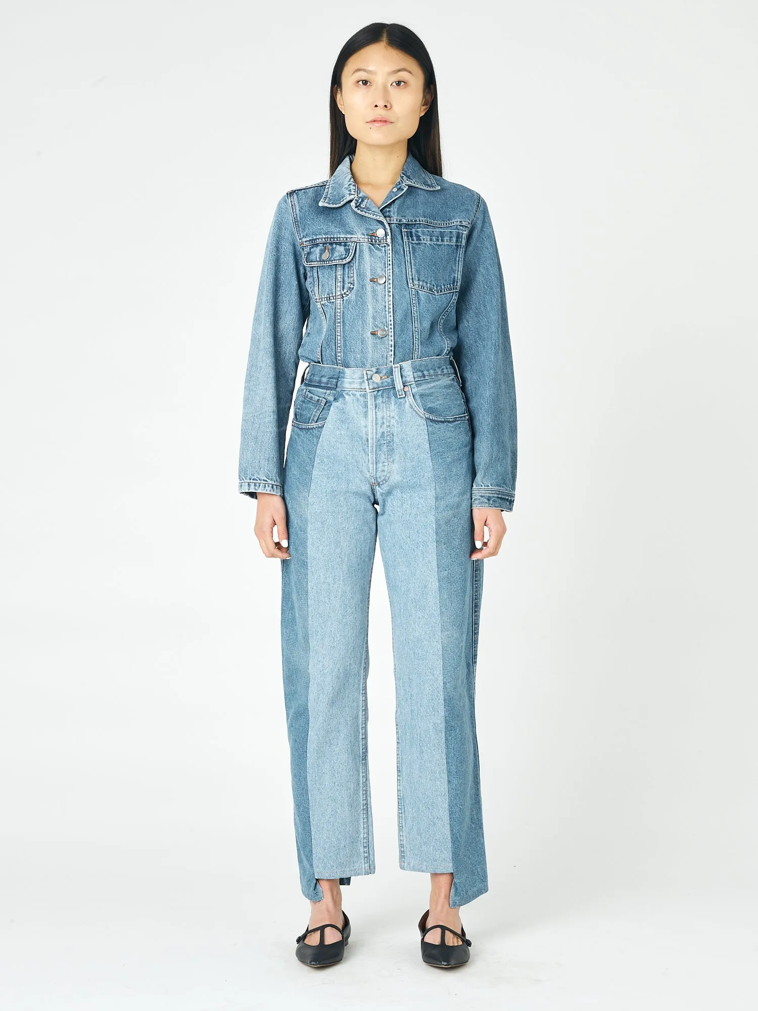 Mid Light Blue Contrast Boyfriend Jean