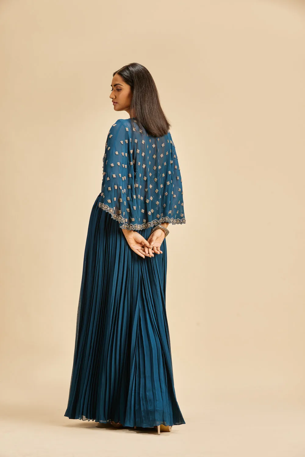 Midnight Blue Pleated Lehenga