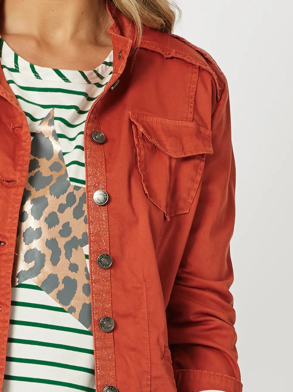 Military Denim Jacket - Maple