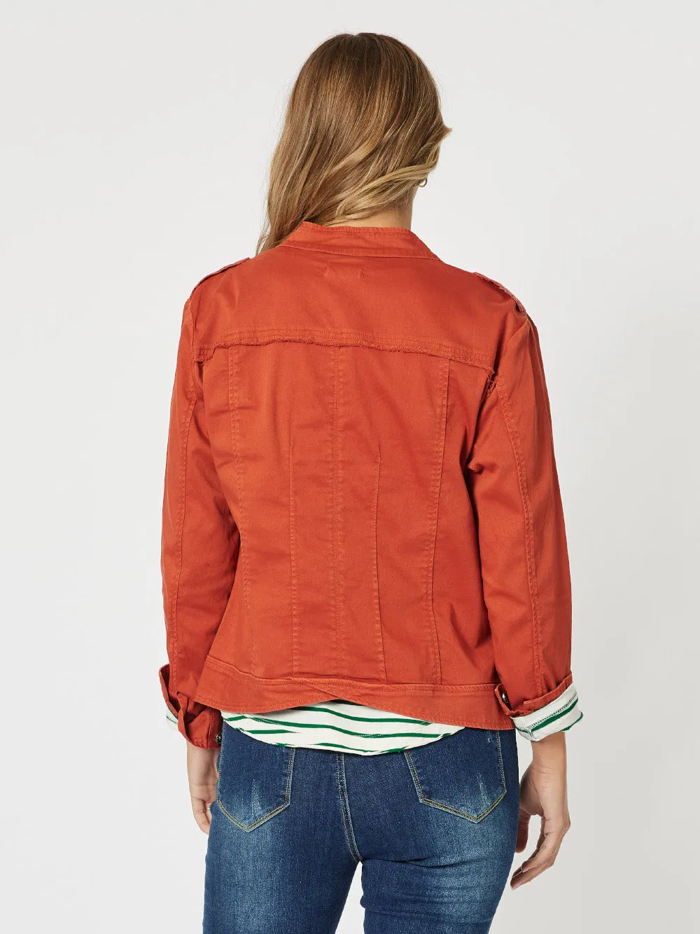 Military Denim Jacket - Maple