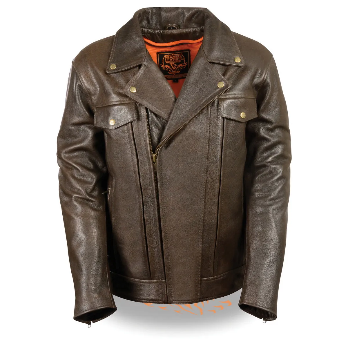 Milwaukee Leather MLM1522 Mens Retro Brown Leather Motorcycle Jacket